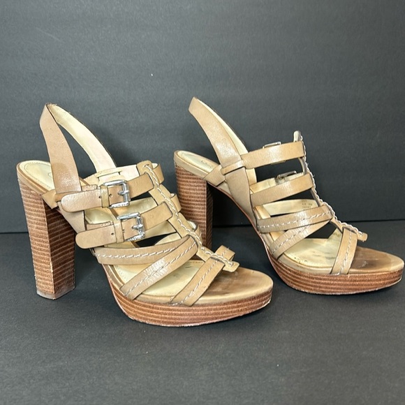 Coach Shoes - Coach Beige Alie strapped high heeled sandals size 8.5